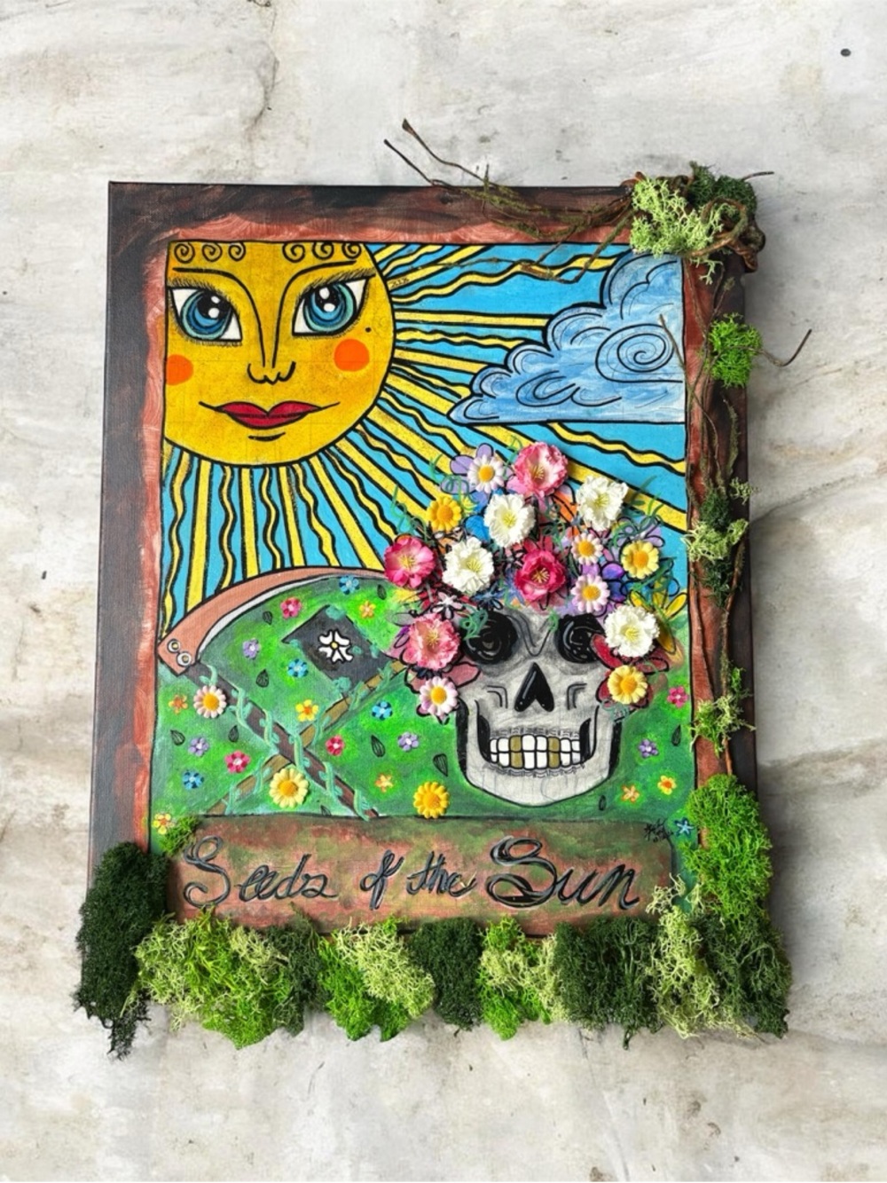 Handmade 'Sals of the Sun' Mixed-Media Wall Art - Yellow & Green